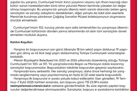 Cumhuriyetimizin 102. Yılına Özel Ulusal Resim Yarışması Başvuruları Başladı!